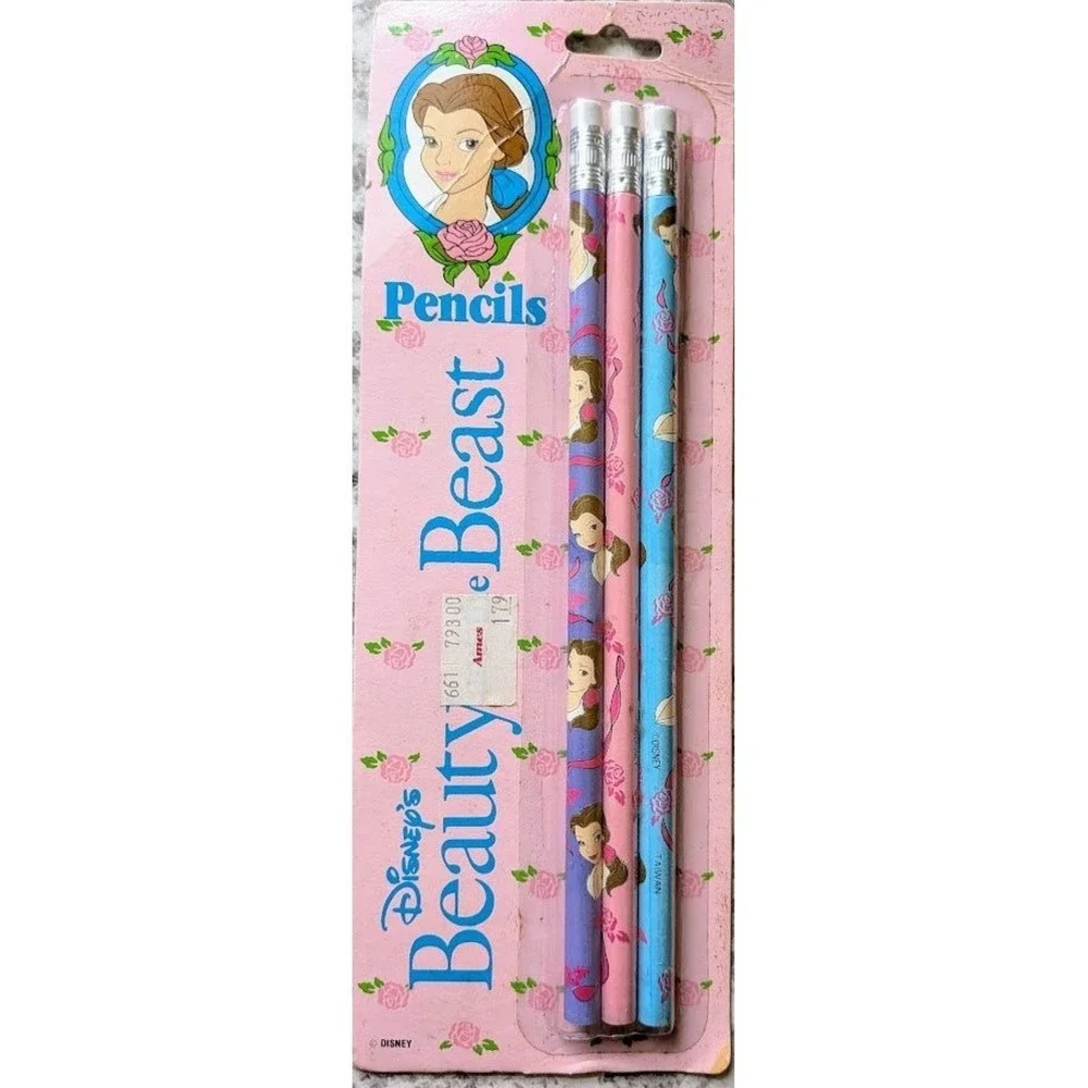Disney Pencils Kids Vintage 90s Belle Beauty and the Beast Deadstock Kidcore